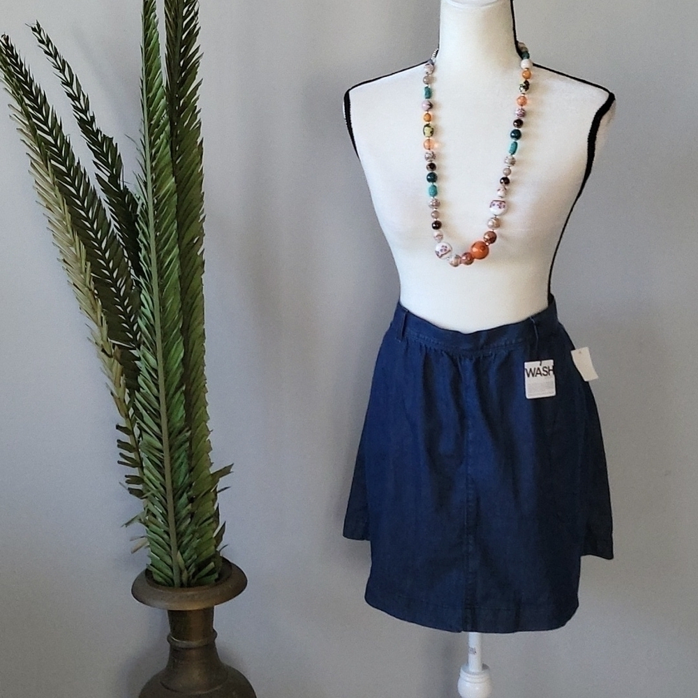 GAP 1969 dark wash chambray a-line mini skirt NWT